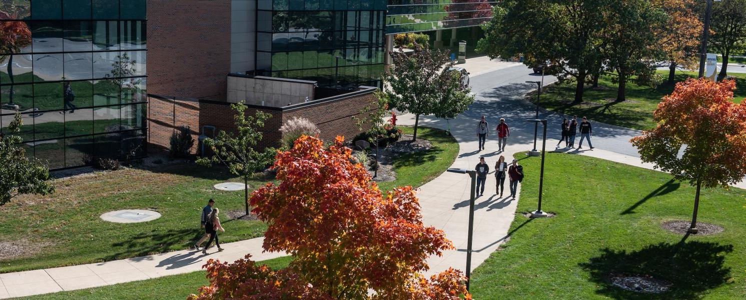 Students walking on campus